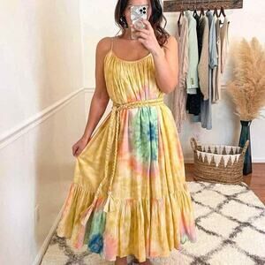 Rhode Resort Women’s Tie-Dye Tropical Lea Oversized Midi Dress Sz XS‎